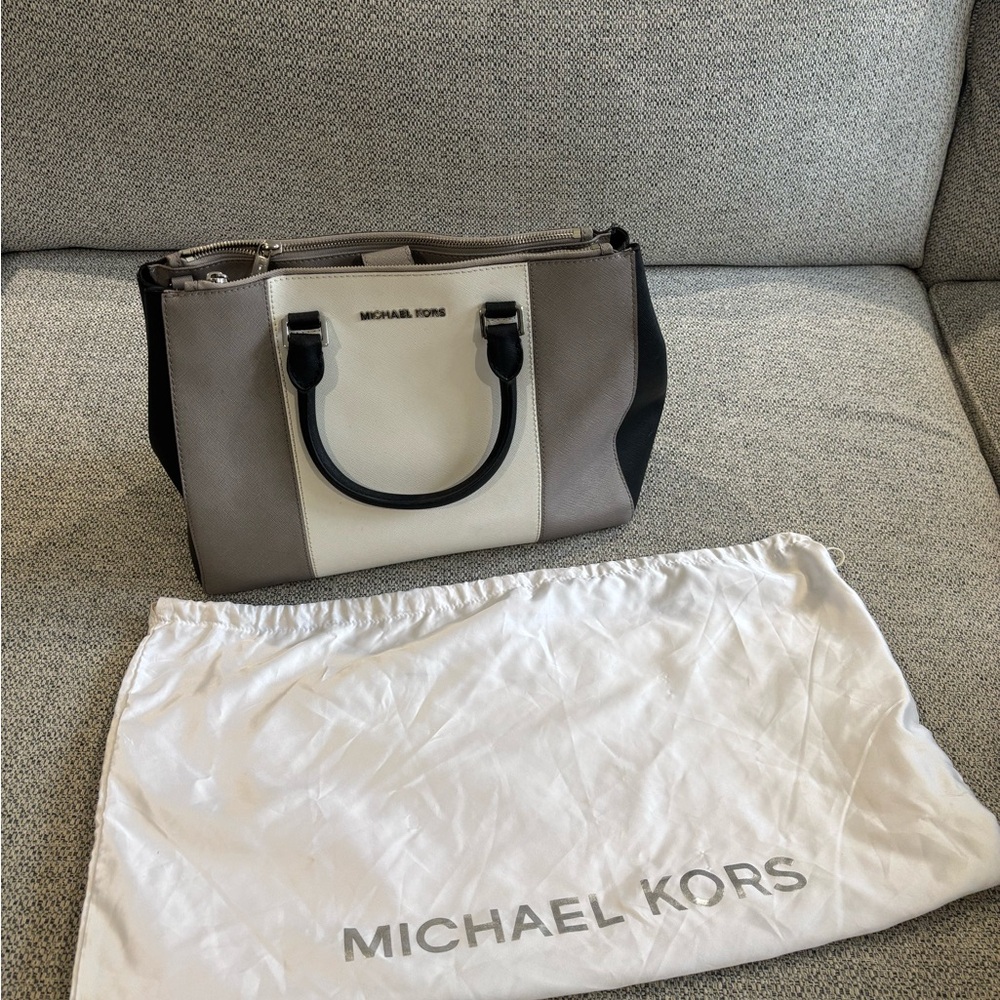Michael Kors Black and Cream Satchel Timeless Elegance